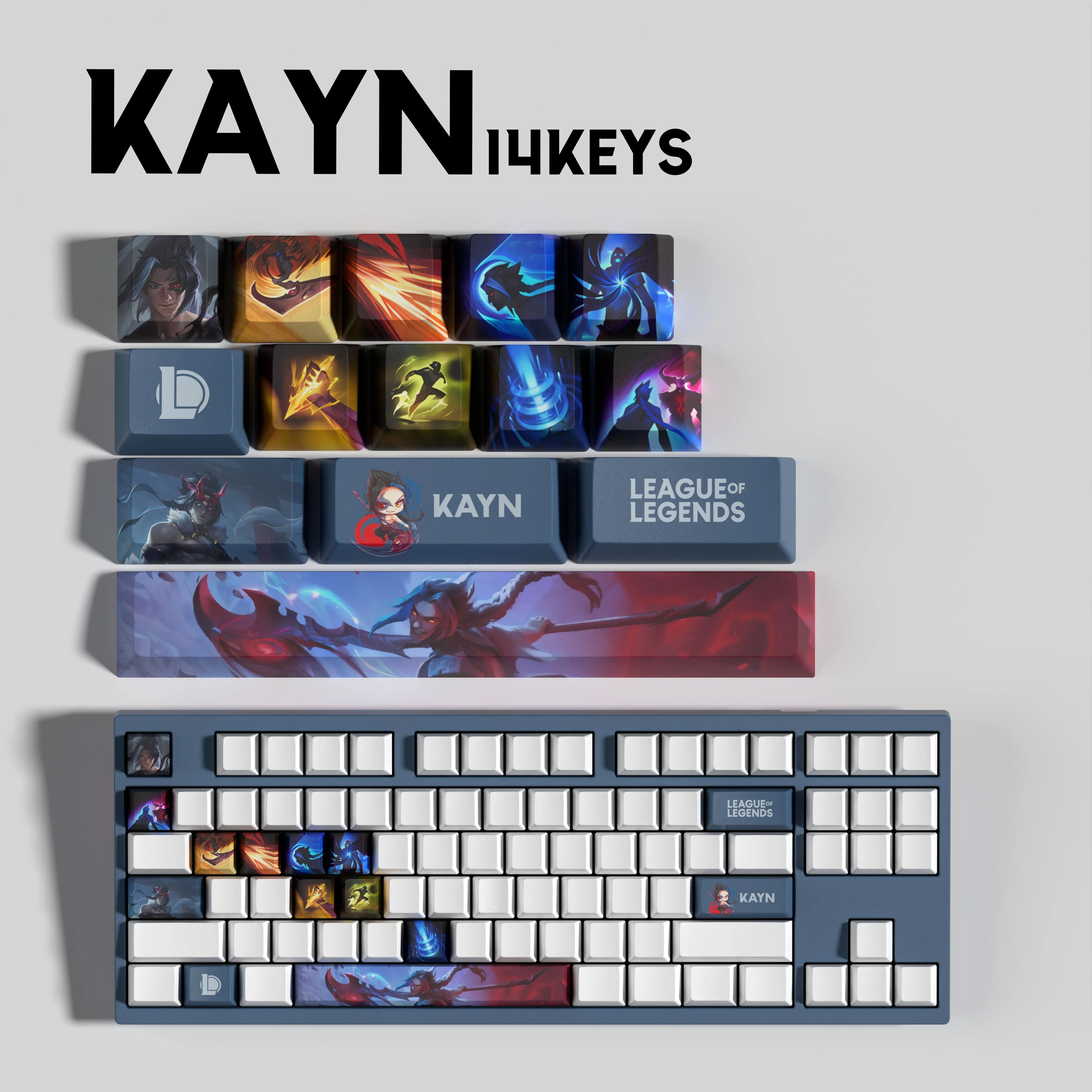 NEW SPECIAL EDITION League of Legends Kayn Keycaps – 14 Key – Rune Keys