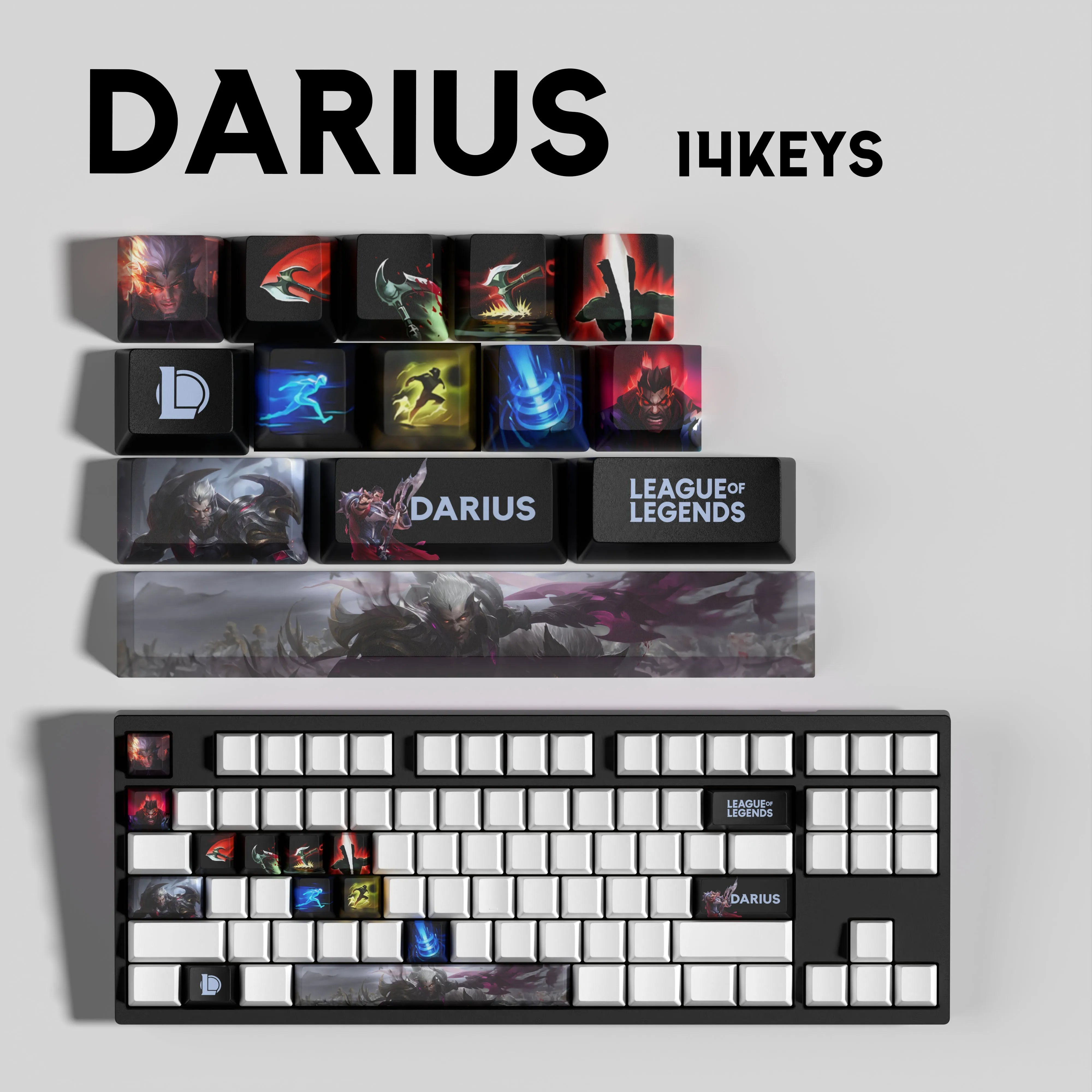 NEW SPECIAL EDITION League of Legends Darius Keycaps – 14 Key – Rune Keys