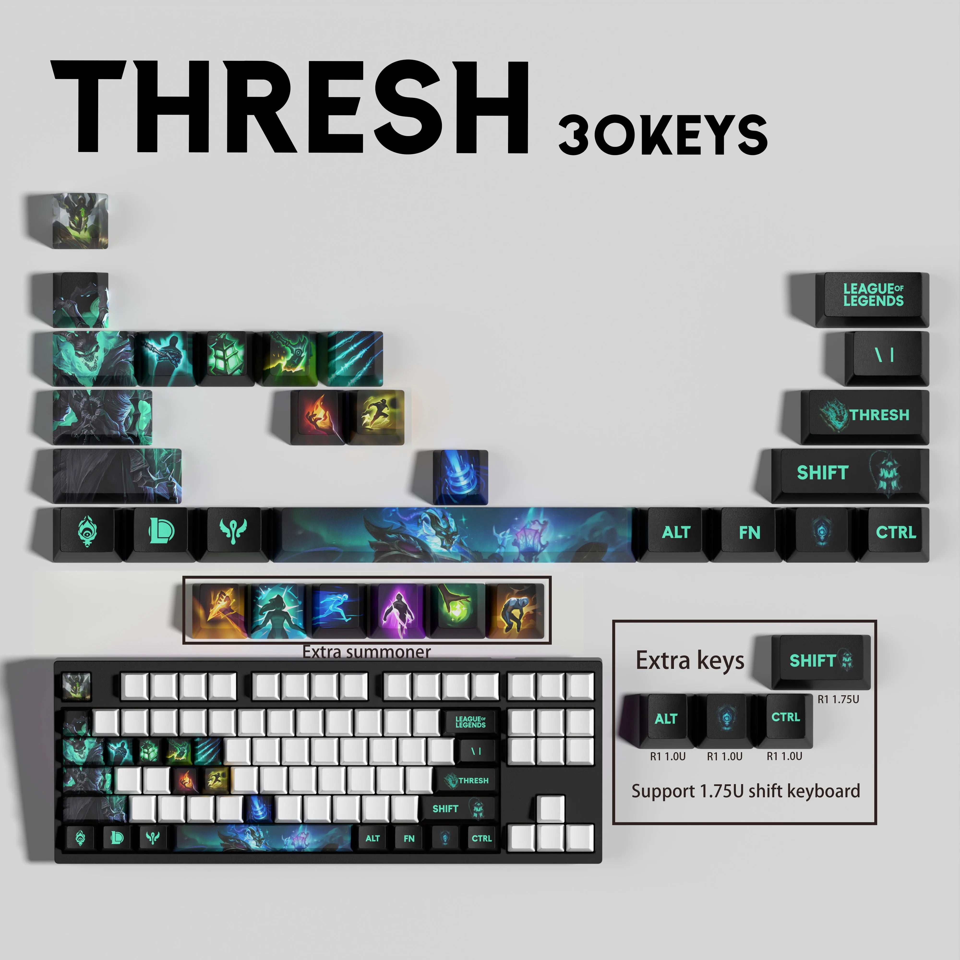 SPECIAL EDITION League of Legends Thresh Keycaps – 30 Key – Rune Keys