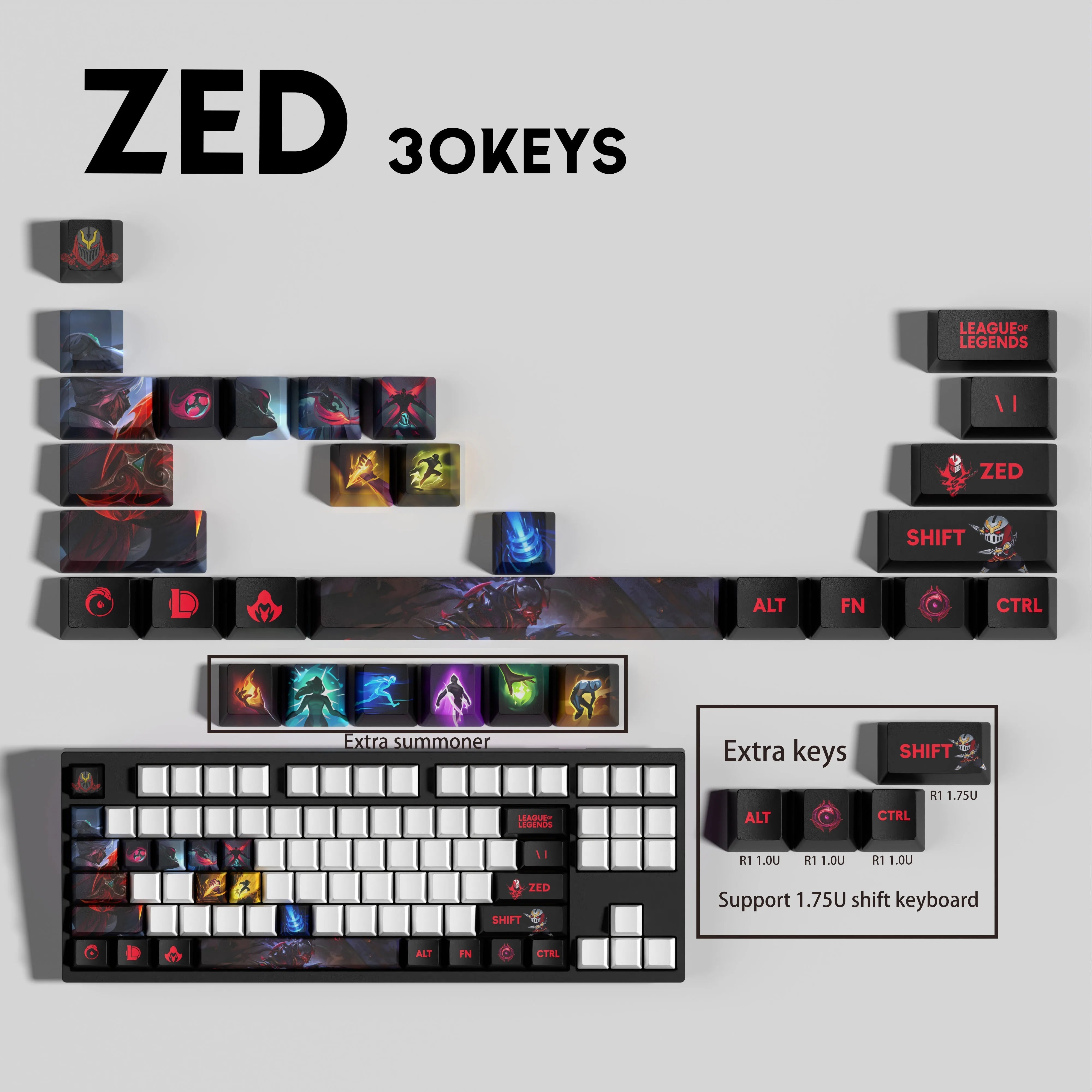SPECIAL EDITION League of Legends Zed Keycaps – 30 Key
