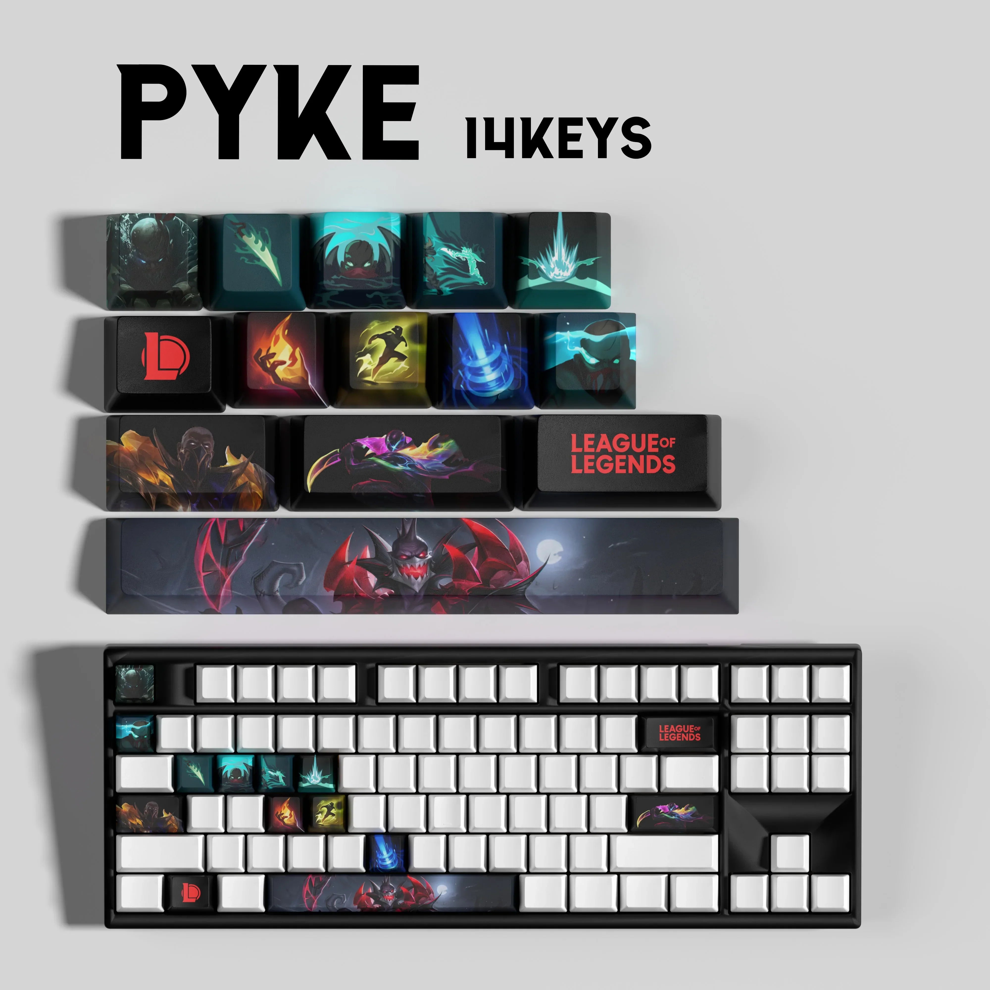 SPECIAL EDITION League of Legends Pyke Keycaps – 14 Custom Keys