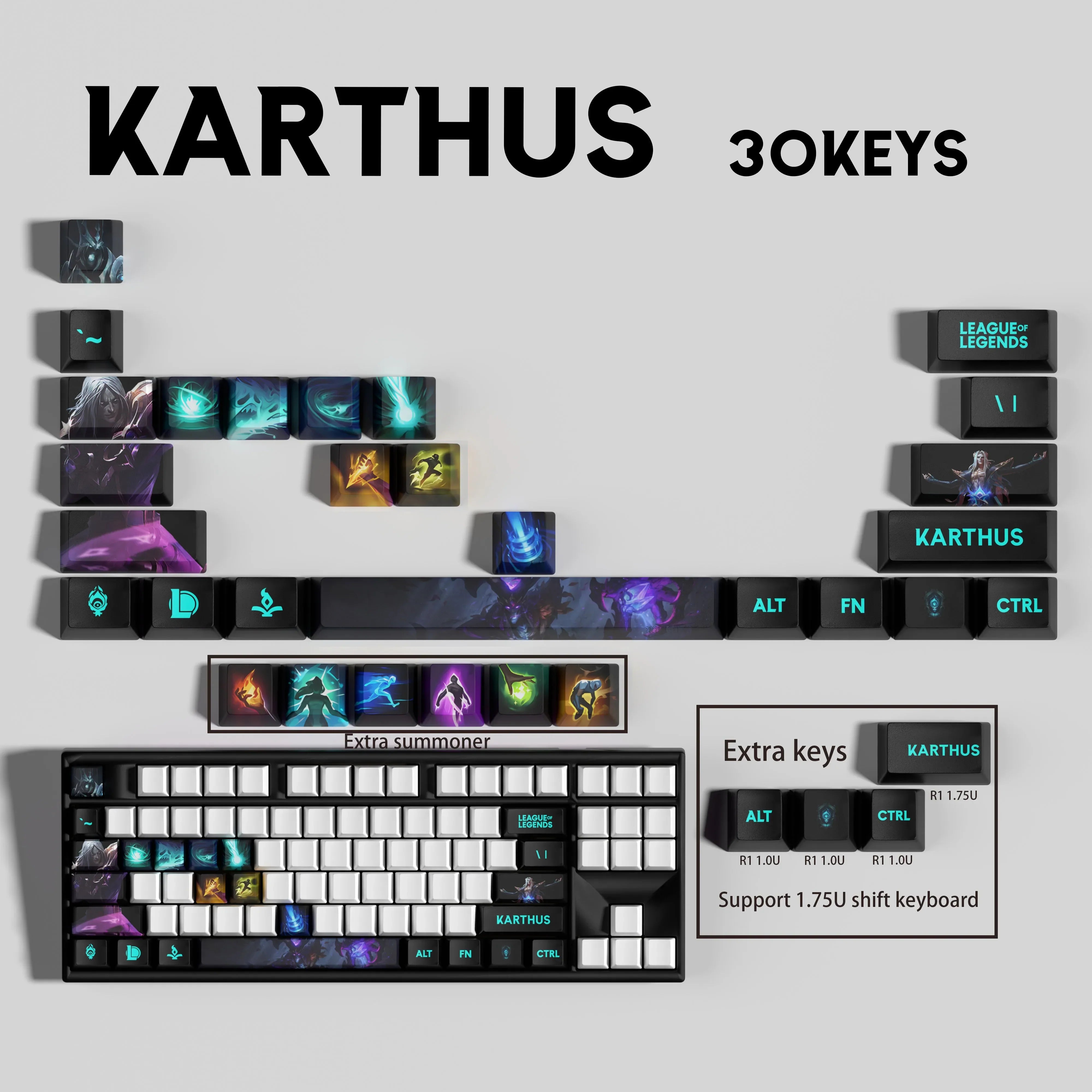 SPECIAL EDITION League of Legends Karthus Keycaps – 30 Custom Keys