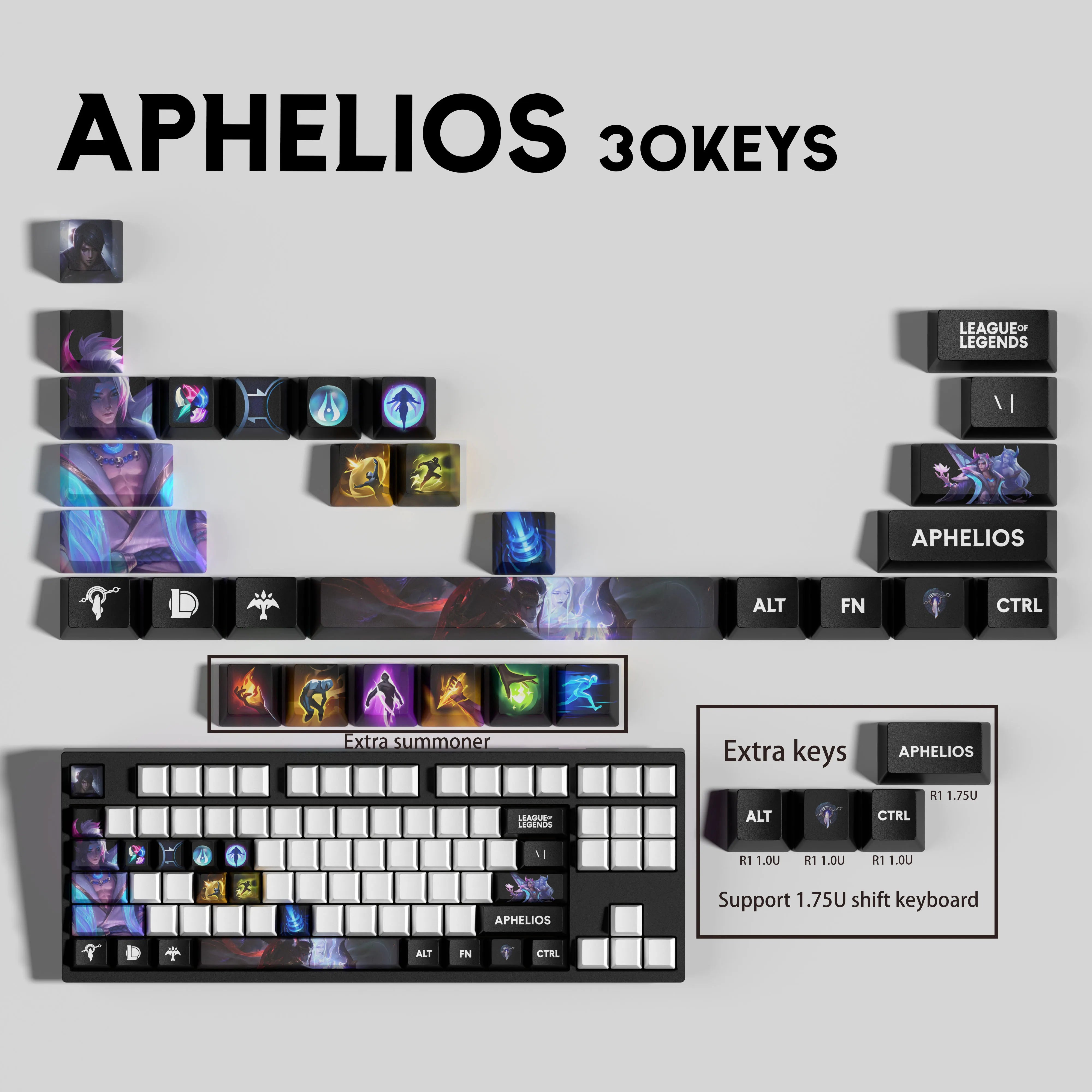 SPECIAL EDITION League of Legends Aphelios Keycaps – 30 Custom Keys